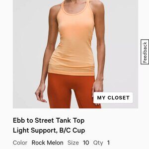 lululemon Ebb to Street Tank Top Light Support, B/C Cup